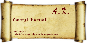 Abonyi Kornél névjegykártya