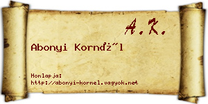 Abonyi Kornél névjegykártya